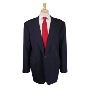 Guffey's Atlanta Handmade Tailored Custom Navy Blue Striped 2-Btn Wool Suit 50R